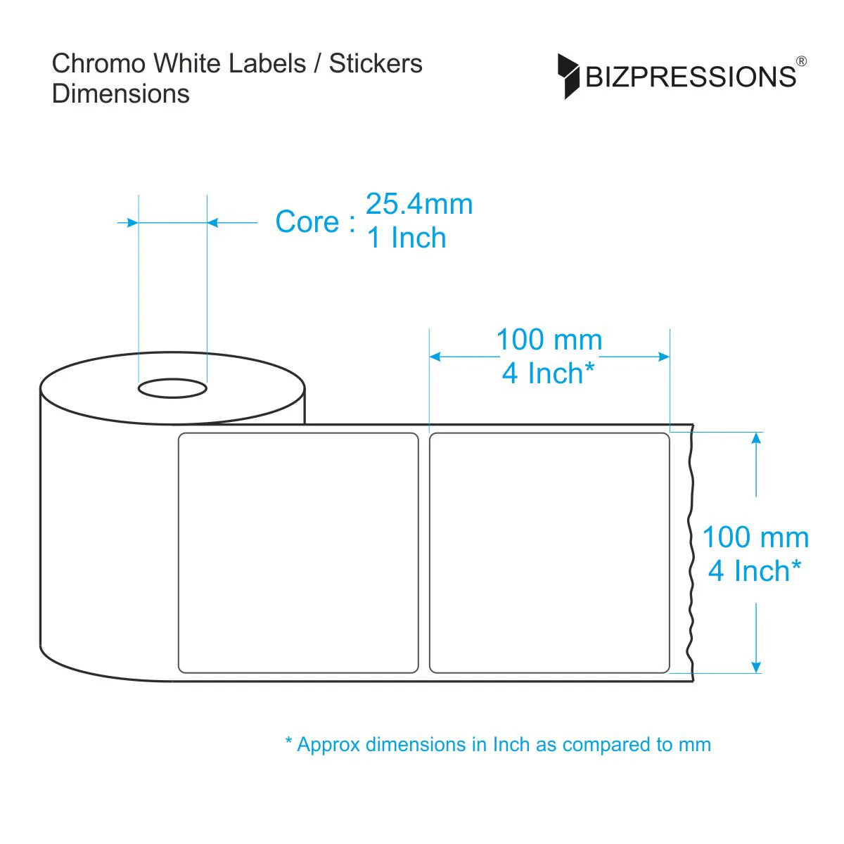 Chromo White Label Sticker Roll Without Ribbon