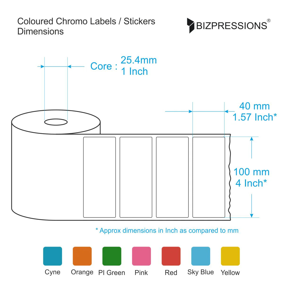 Coloured Chromo Label Sticker Roll