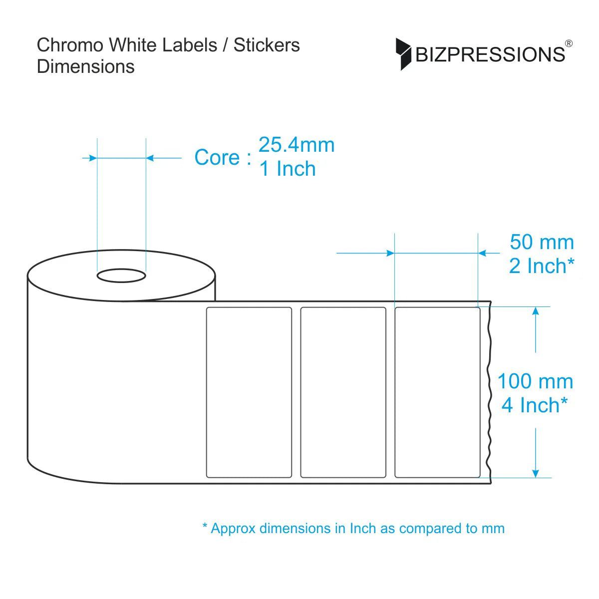 Chromo White Label Sticker Roll Without Ribbon