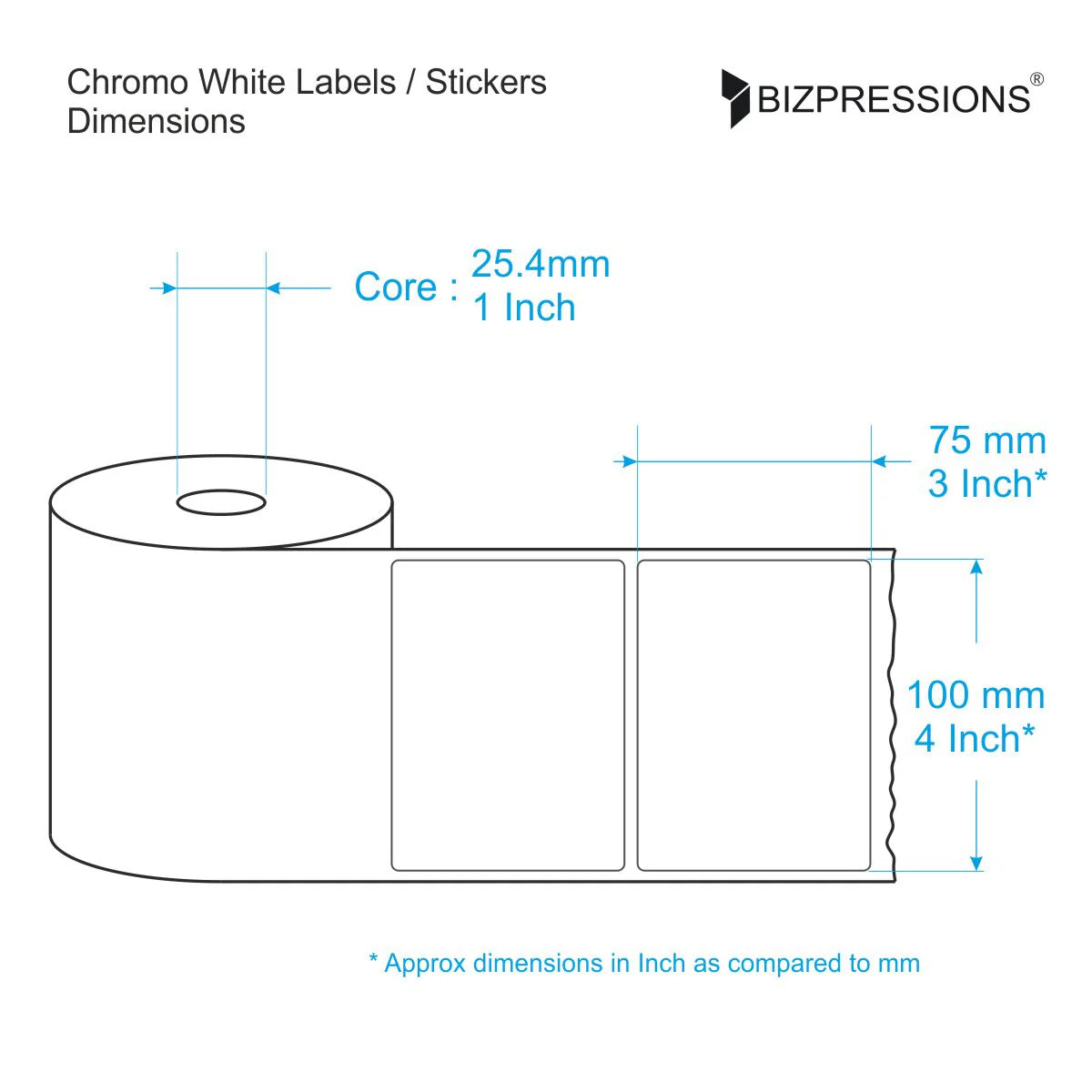 Chromo White Label Sticker Roll Without Ribbon