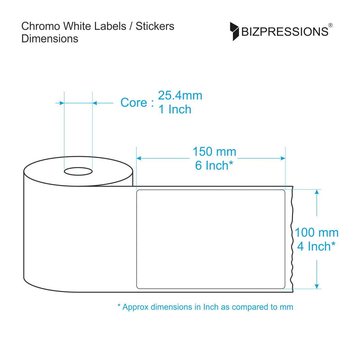 Chromo White Label Sticker Roll Without Ribbon