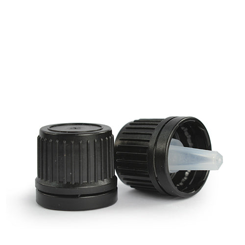 18mm Black Seal Cap and Clear Inner Lid for Dropper Bottle