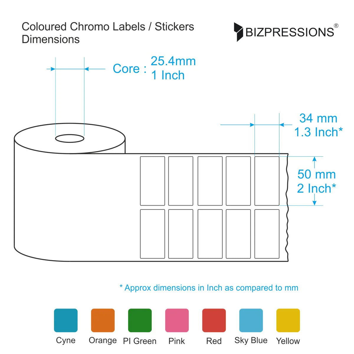 Coloured Chromo Label Sticker Roll