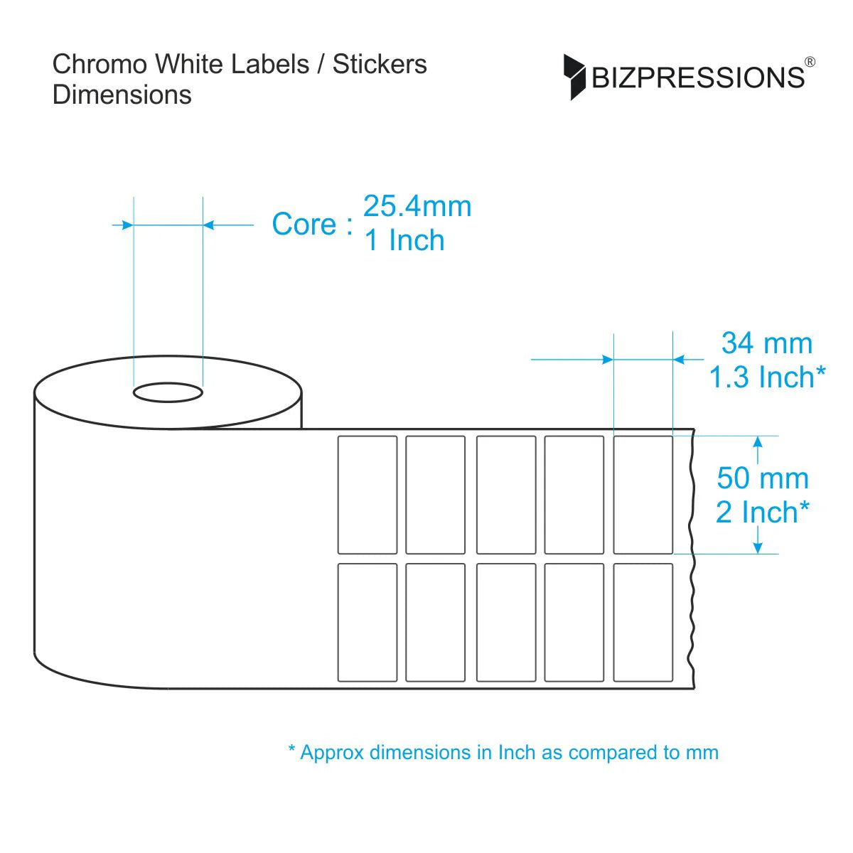 Chromo White Label Sticker Roll Without Ribbon