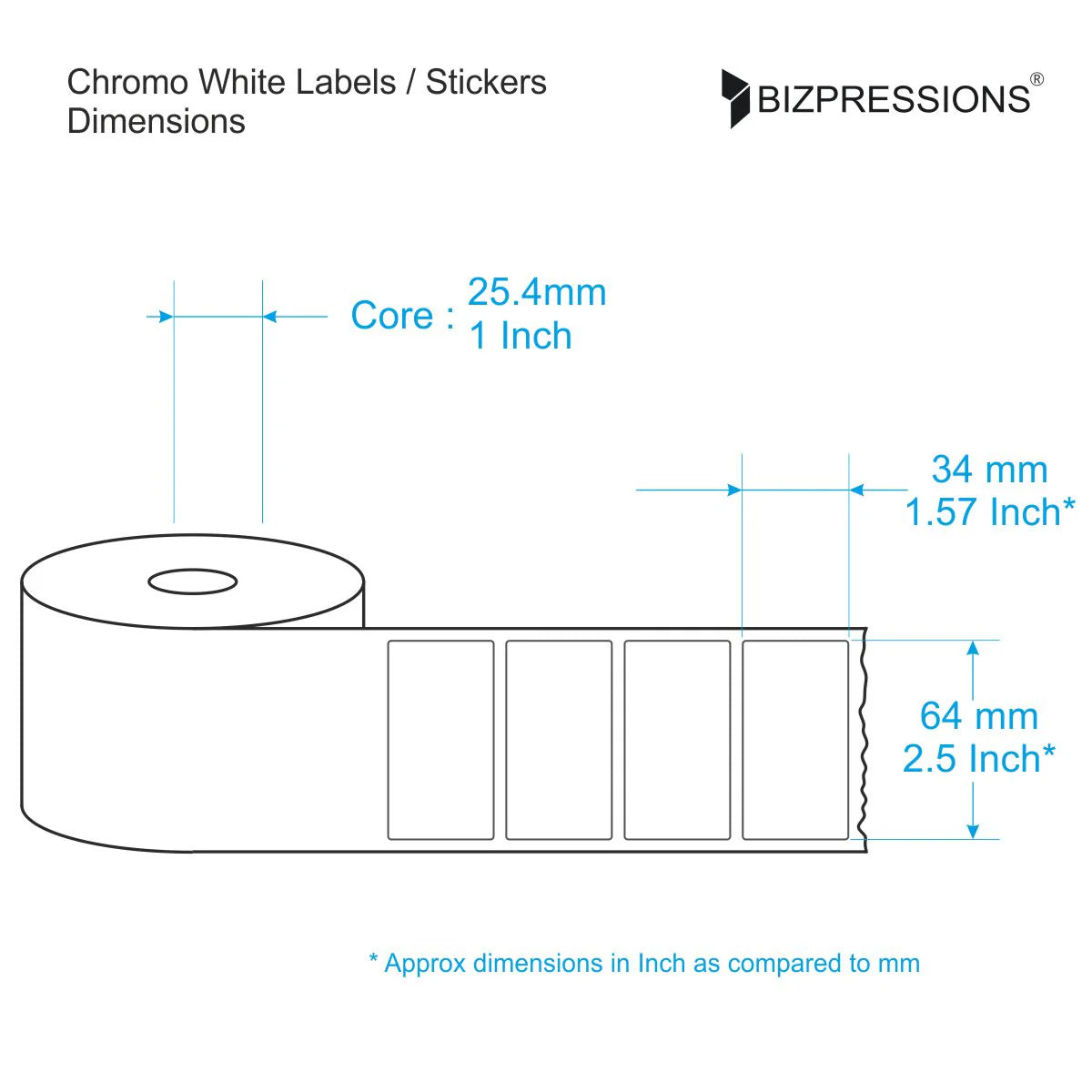 Chromo White Label Sticker Roll Without Ribbon