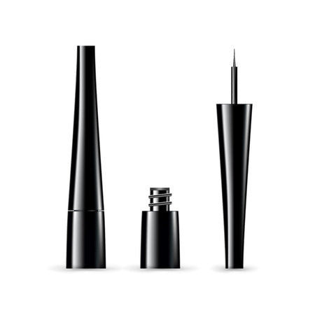 4ml Empty Plastic Minar Shape Mini Eyeliner Container Set - Glossy Black_(N6710)