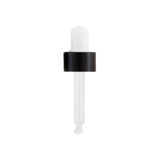 White Rubber Glass Dropper for 18mm neck size bottle