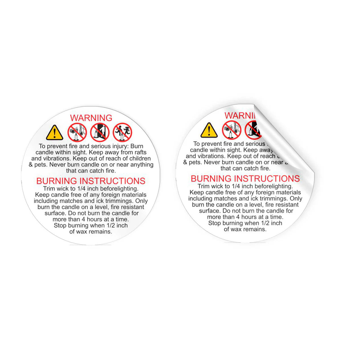 Candle Warning Paper Stickers