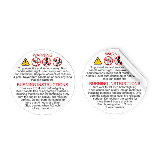 Candle Warning Paper Stickers